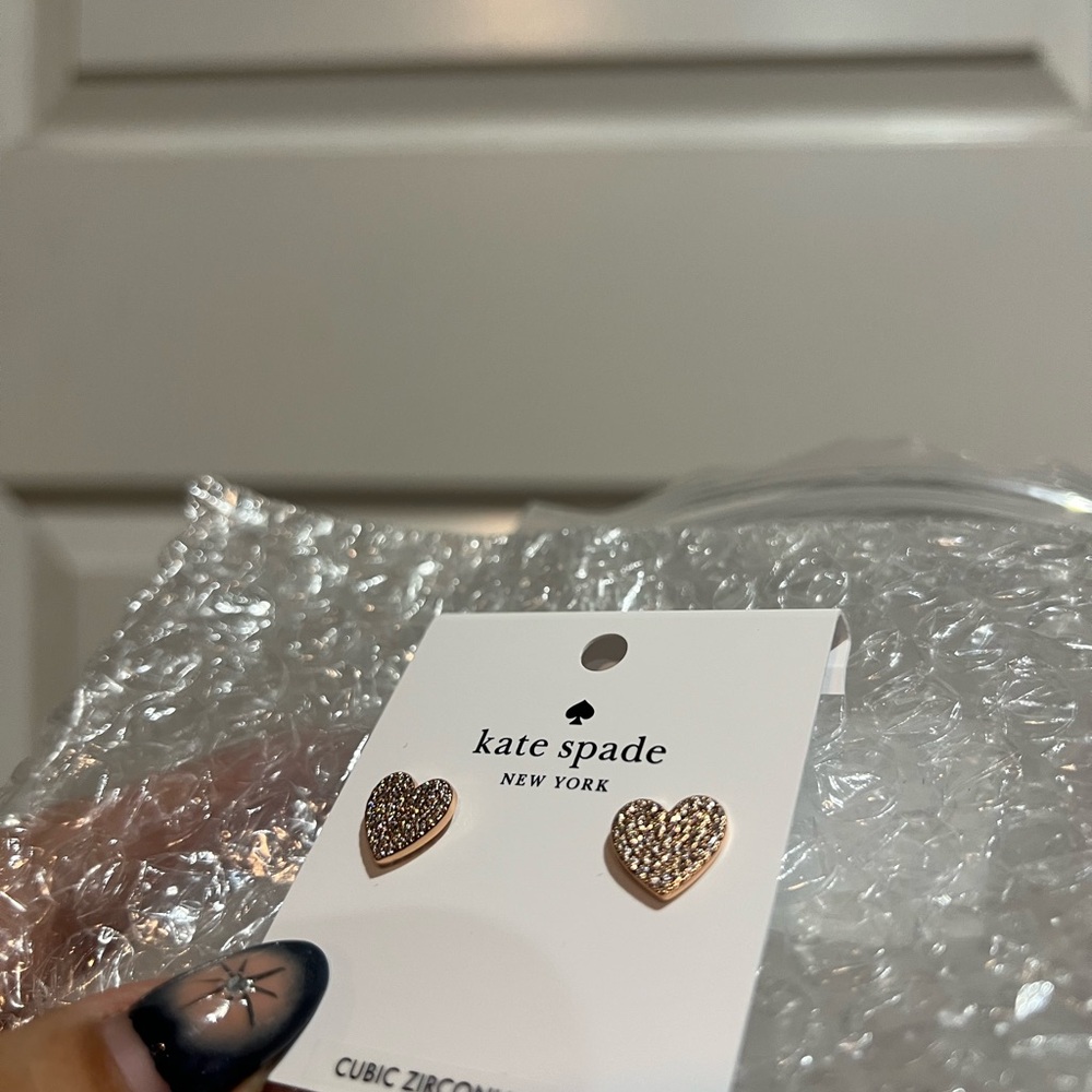 Kate Spade Silver Heart Stud Earrings - Picture 7 of 9